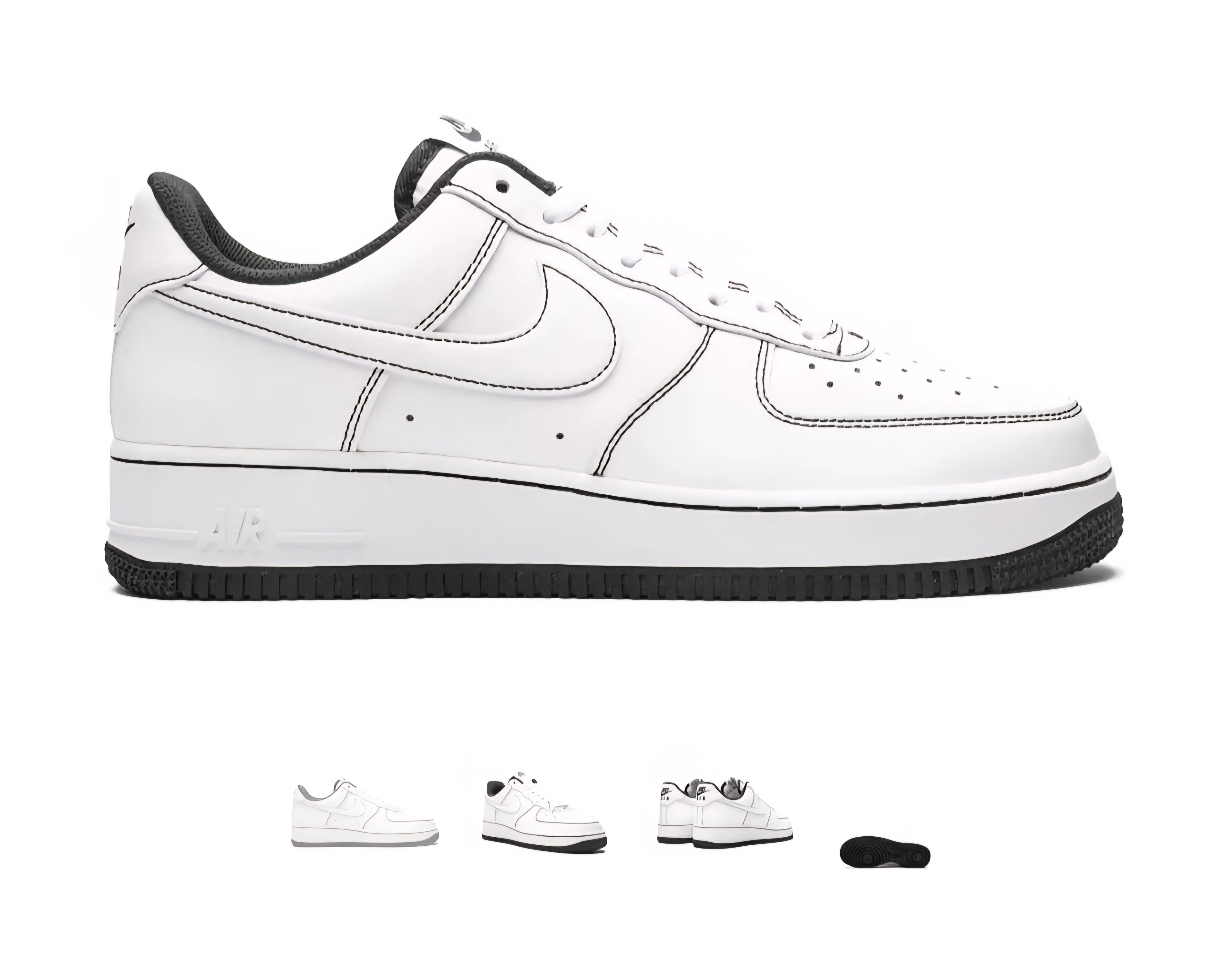 Nike Air Force 1 '07 Low White Black Outline Swoosh.